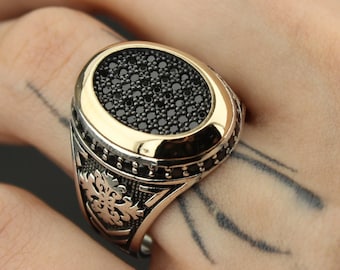 Zircon Ring, Onyx Stone Ring , Vintage Men Ring, Gift For Men, 925K Silver Ring, Onyx Ring, Men Silver Ring, Men Jewelry, Mens Ring
