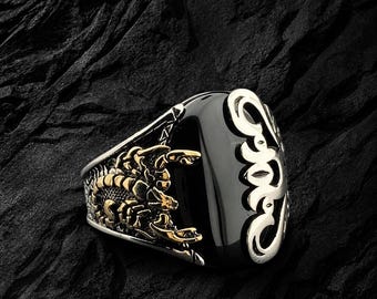 Handgemaakte sterlingzilveren schorpioenring, schorpioen sterrenbeeldsieraden
