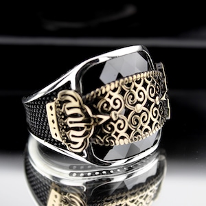 King Ring,Men Black Zirconium Ring King Ring Crown Ring Men Silver Rings Silver Rings for men