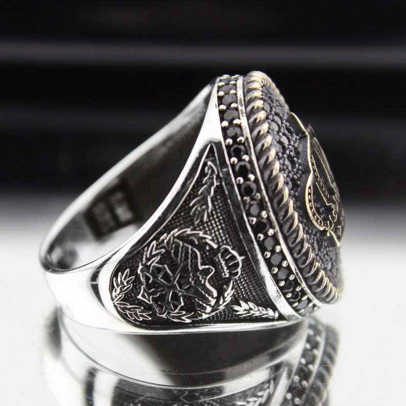 King Ring,crown Ring,men's Black Onyx Stone Ring, Ottoman Style Silver