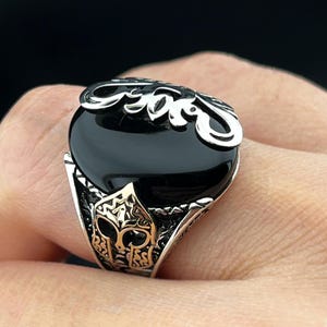 Mens Spartan Ring, Spartan Helmet Men Ring, Sterling Silver Helmet Rings, Spartan Men Jewelry, Silver Warrior Men Rings, Men Gift Ring