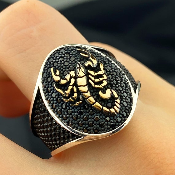 Scorpio Ring for Men zodiac Sign Signet Ring for Dad onyx Ring Mens Black Stone Ring scorpio Jewelry for Birthday Gift Etsy UK