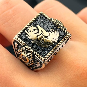 Men&#39;s Eagle Ring, Eagle Ring, Bird&#39;s Silver Ring, Handmade Sterling Silver Ring, Handmade Ring, Animal Men&#39;s Ring, 925 Sterling Silver Ring
