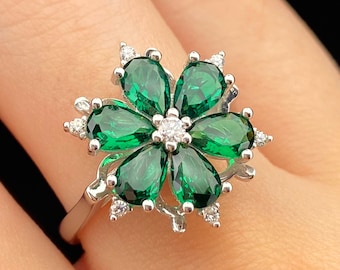 Anillo giratorio de plata de ley con forma de flor de loto, para aliviar la ansiedad