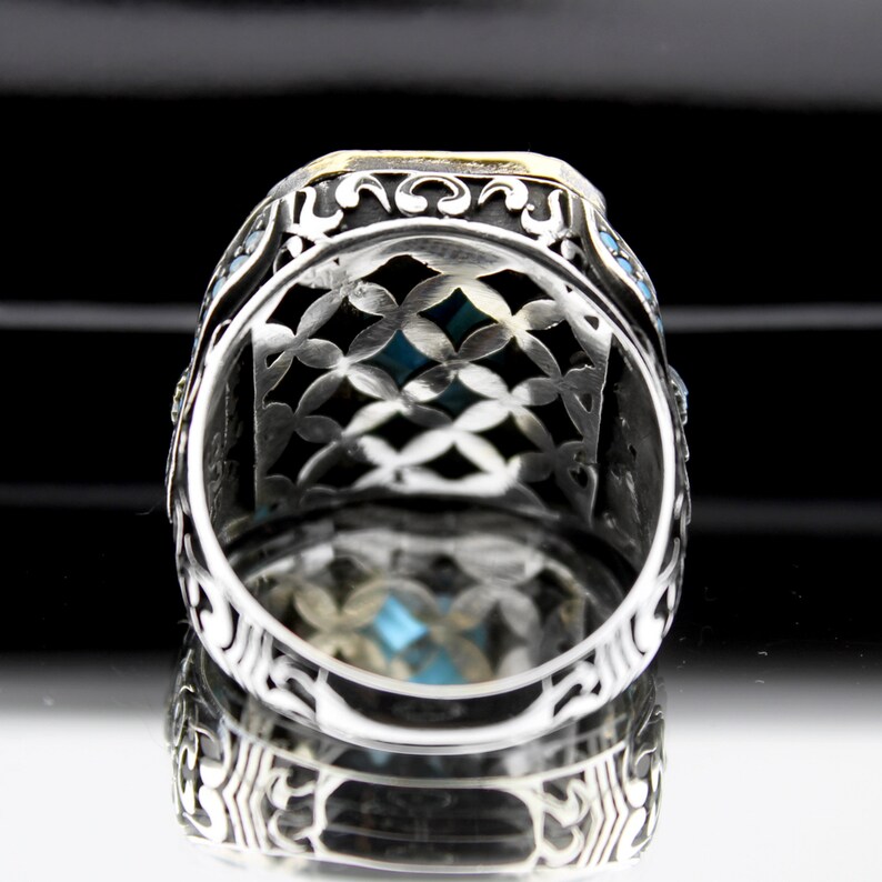 Personalized December Birthstone Ring – Sterling Silver Blue Topaz Heart Ring, Sizes 4-16 - View #6