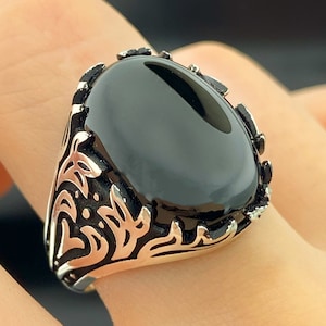 Onyx Stone Men Ring,Black Stone Men Ring,Agate Ring,Handcrafted Ottoman Men Ring,gift ring