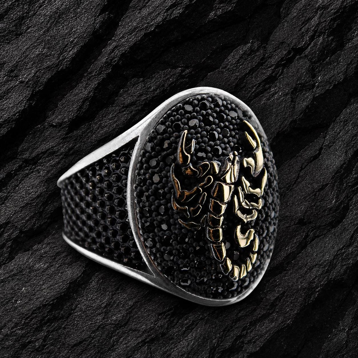 Sterling Silver Scorpion Ring, Two-tone Animal Jewelry, Zodiac 