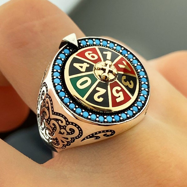 Blue Stone Men ring,Roulette Ring,Las Vegas Roulette,Men Jewelry,Poker Ring,Roulette rings for mens,Las Vegas Roulette,casino game ring