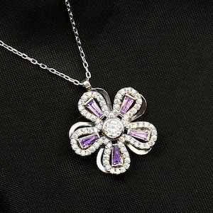 Collar de ansiedad, collar de alivio, collar giratorio, joyería de ansiedad, regalo de ansiedad, regalo de alivio de ansiedad, detalle de flores, plata de ley 925