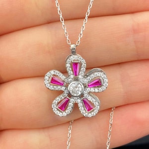 Collar de ansiedad, collar de alivio, collar giratorio, joyería de ansiedad, regalo de ansiedad, regalo de alivio de ansiedad, detalle de flor, plata de ley 925