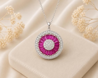 Sterling Silver Round Fidget Necklace, Anti Stress Jewelry, Gift For Her