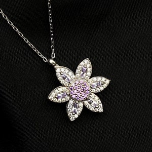 Collar de ansiedad, collar de alivio, collar giratorio, joyería de ansiedad, regalo de ansiedad, regalo de alivio de ansiedad, detalle de flores, plata de ley 925