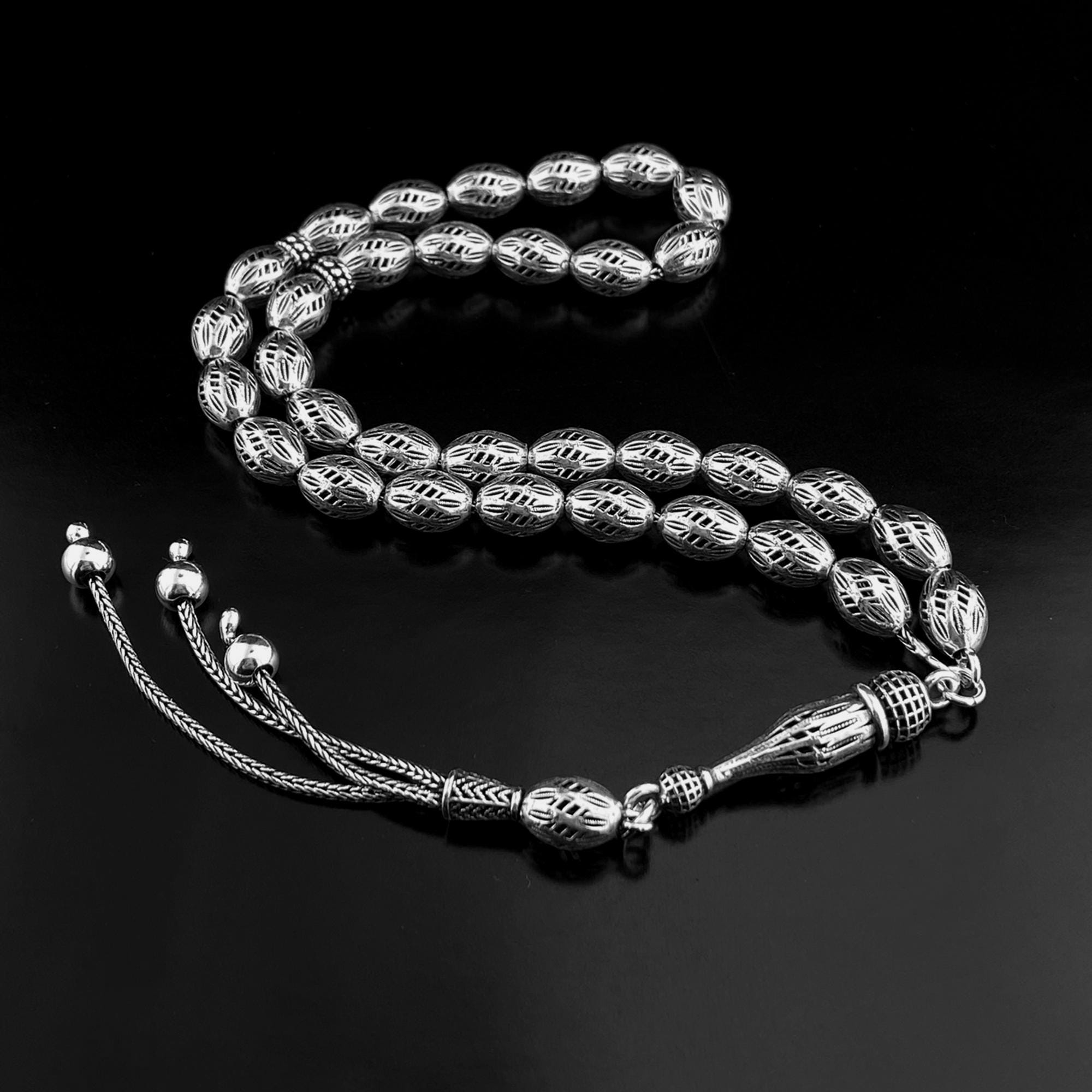 Sterling Silver Tesbih: Islamic Prayer Beads, 925 Sterling Silver