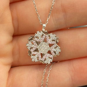 Collar de ansiedad, collar de alivio, collar giratorio, joyería de ansiedad, regalo de ansiedad, regalo de alivio de ansiedad, collar de copo de nieve, plata de ley 925