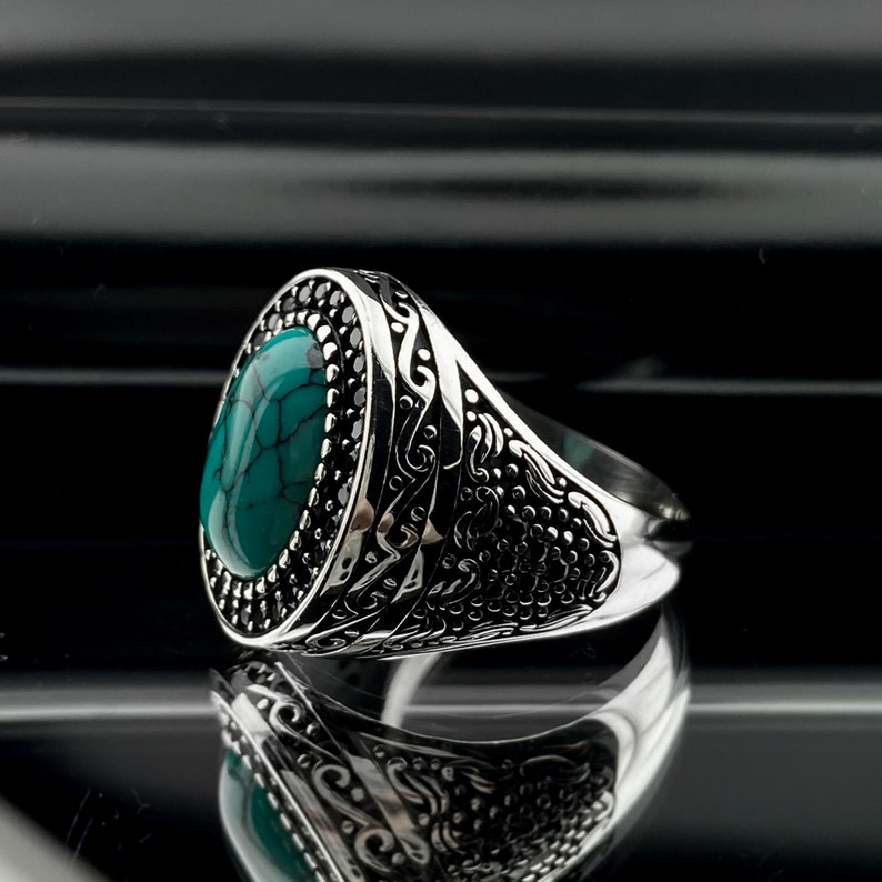 Men's Blue Stone Silver Ring,turkish Handmade Ring,turquoise Stone Ring ...