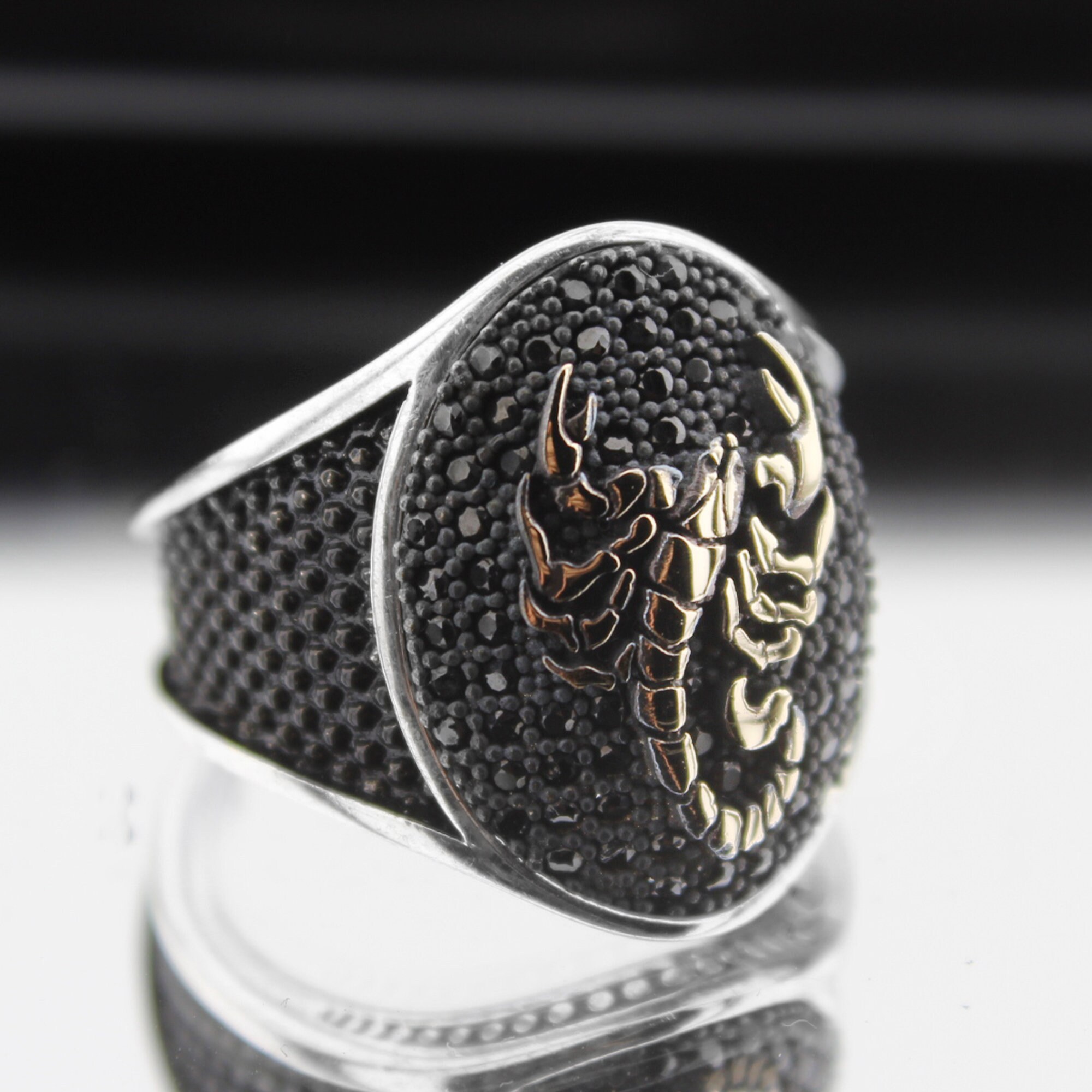 Sterling Silver Scorpion Ring, Two-tone Animal Jewelry, Zodiac 