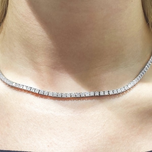 Tennis Necklace, Sterling Silver Tennis Necklace,3mm Tennis Choker, Tiny Choker, Dainty Choker Necklace, Choker Necklace
