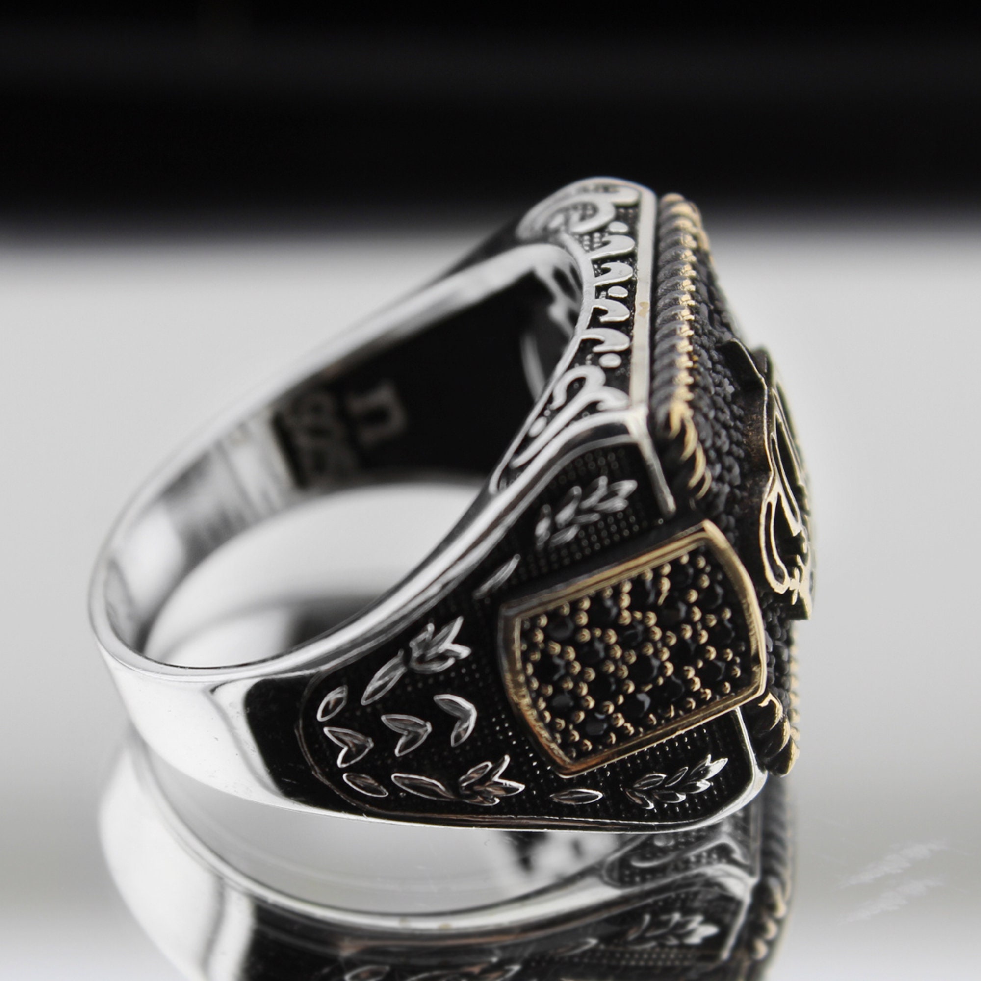 King Ring Onyx Ring Silver Rings Men Black Zirconium Ring