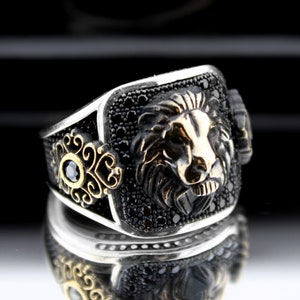 Lion Ring,Zodiac Lio,Lion Head Jewelry, Statement Men’s Ring, Unique Gothic Gift for Him,Dad Ring,Handmade Lion Ring,