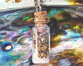 Protection Energy Vial Necklace: Hand-made Herb & Crystal Spell Jar, Manifestation Jar