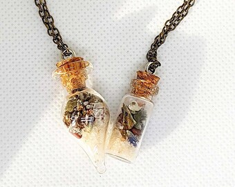 Custom Energy Vial Necklace: Herbs and Crystals, Holistic Wellness and Spiritual Growth