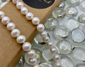 Freshwater pearl necklace, 7mm white round pearls, hand knotted, 925 Silver clasp, Mother's Day Gift, Christmas Gift