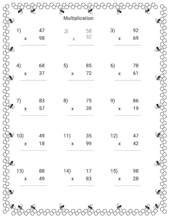 25 Printable Multiplication Worksheets number 10 99 Etsy 25 Printable Multiplication Worksheets number 10 99 Etsy
