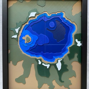 Crater Lake Topo Contour Map Wall Art | Oregon