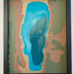 Arte da parede do mapa de contorno do Bear Lake Topo | Utá | Idaho