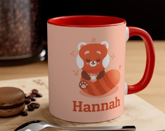 Custom Red Panda Mug, Cute Mug Handmade, Coffee Ceramic Mug, Panda Gift, Red Panda Mug, Kawaii Mug Aesthetic, Personalized Mugs for Kids