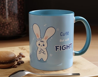 Cute Bunny Mug, Kawaii Rabbit Mug, Cute Mug Handmade, Cute Coffee Mug, Sarcastic Mug, Camping Mug, Funny Mug, Coffee Gifts, Cute Ceramic Mug