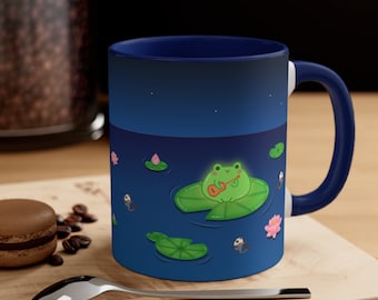 Cute Frog Mug, Valentine Day Gift Ceramic Mug Cute, Kawaii Lilypad Cottagecore Mug, Coffee Mug Handmade, Frog Gifts Custom Mug for Kids