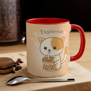 Cute Cat Coffee Mug, Kawaii Bubble Tea Coffee Cup, Cute Mug Handmade, Cat Lover Mug, Custom Cat Mug, Cat Mom Mug, Funny Cat Mug, Boba Gift