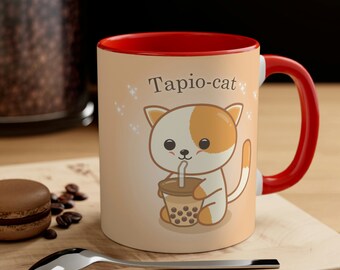 Cute Cat Coffee Mug, Kawaii Bubble Tea Coffee Cup, Cute Mug Handmade, Cat Lover Mug, Custom Cat Mug, Cat Mom Mug, Funny Cat Mug, Boba Gift
