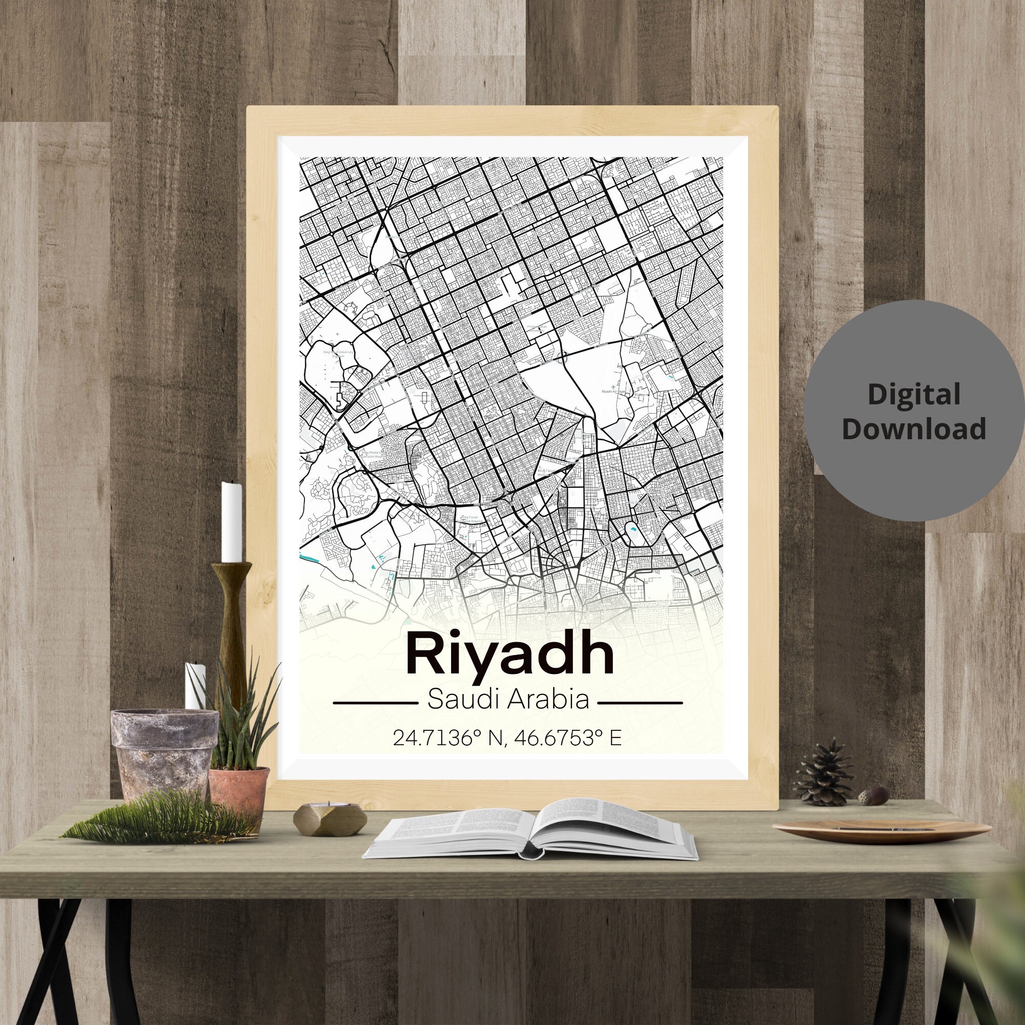 Riyadh Map Print, Saudi Arabia Map Art, Riyadh Printable Map, Riyadh