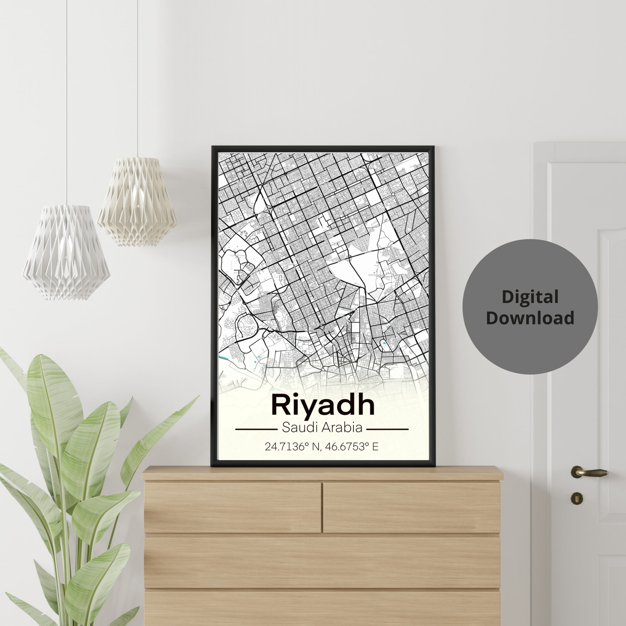 Riyadh Map Print, Saudi Arabia Map Art, Riyadh Printable Map, Riyadh