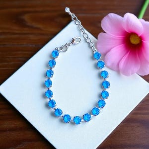 Pulsera de tenis de cristal austriaco azul eléctrico Ignite de 6 mm, ajustable