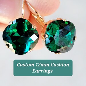 Custom Cushion Cut Earrings, 12mm, Contact Me for available colors
