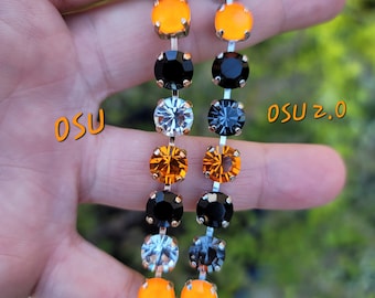 OSU Pokes 2.0, Sport Bracelet, Orange and Black, 8mm, Adjustable, Crystal Tennis Bracelets, Women Sport Jewelry