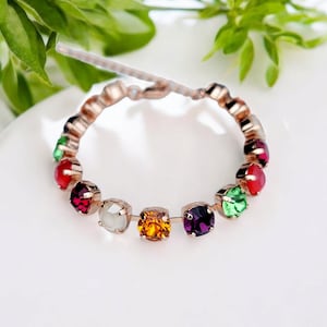 Stars Hollow ~ 8mm Crystal Bracelet, Adjustable, Tennis Bracelet,  Fall Colors for Women, Gift for Her
