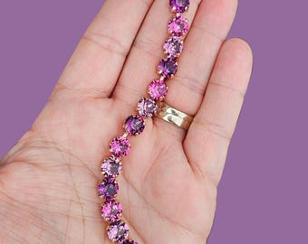 Amethist kroon ~ Oostenrijkse paarse bruiloft kristallen armband, cadeau voor vrouwen ~ verstelbaar
