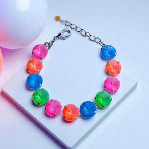 Neon Summer 2.0, Austrian Crystal Statement Bracelet, 12mm, Gift for Her