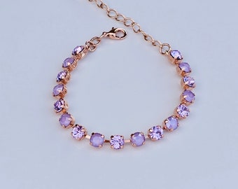 Zierliches Violet & Flieder, 6mm Kristall Tennis Armband ~ verstellbar, Lila Kristall, Geschenk für Sie