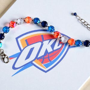 Thunder Up, Armband, Sportsmycken, OKC Basket, Oklahoma, Blå, Orange och Vit, NBA-smycken för kvinnor