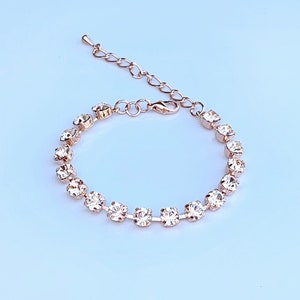 Dainty Silk, Crystal 6mm Crystal Tennis Bracelet ~ Adjustable, Gift for her, Wedding Bracelet
