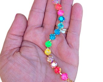 The Kimmy ~ Österreichisches Kristall Armband, verstellbar, gelb grün rosa, Blues Armband, Geschenk für Sie