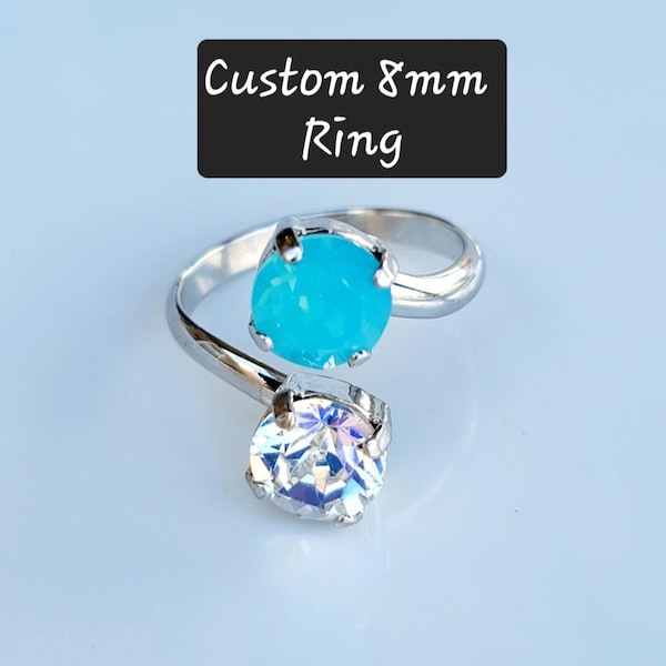Double ring with white stone