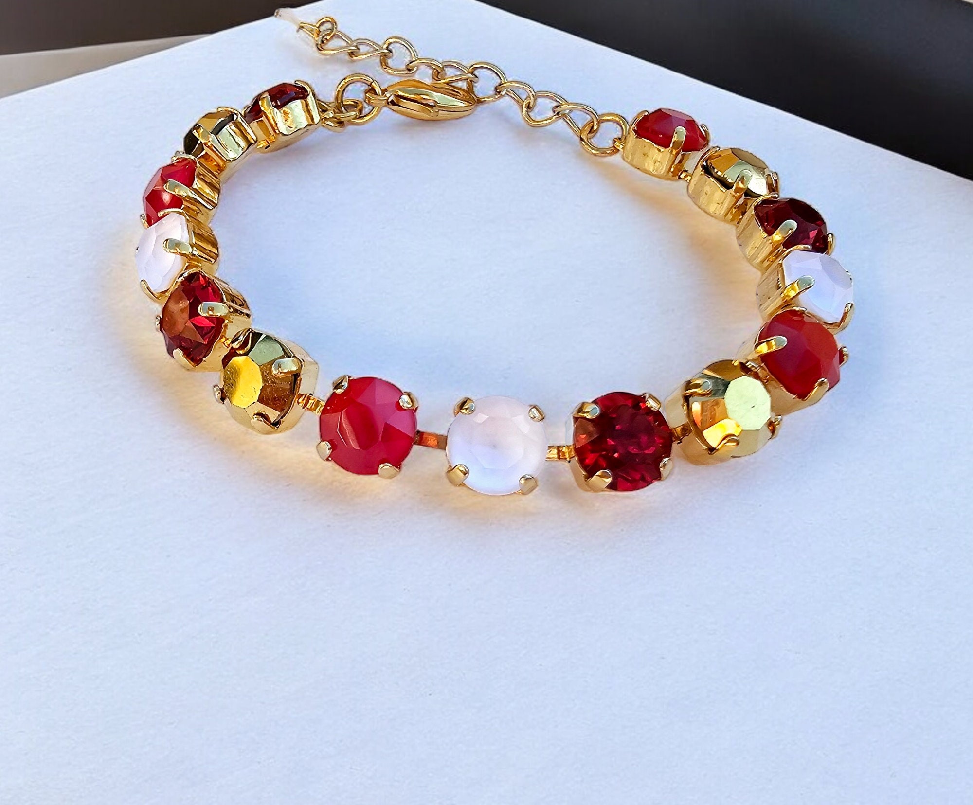 San Francisco 49ers, Big Game, Bracelet, Sport jewelry, Football, NFL, Cheerleader, Red, Gold, and White, Adjustable