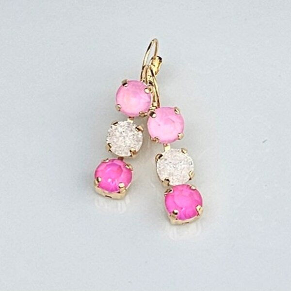 Pink Stone Earrings Etsy