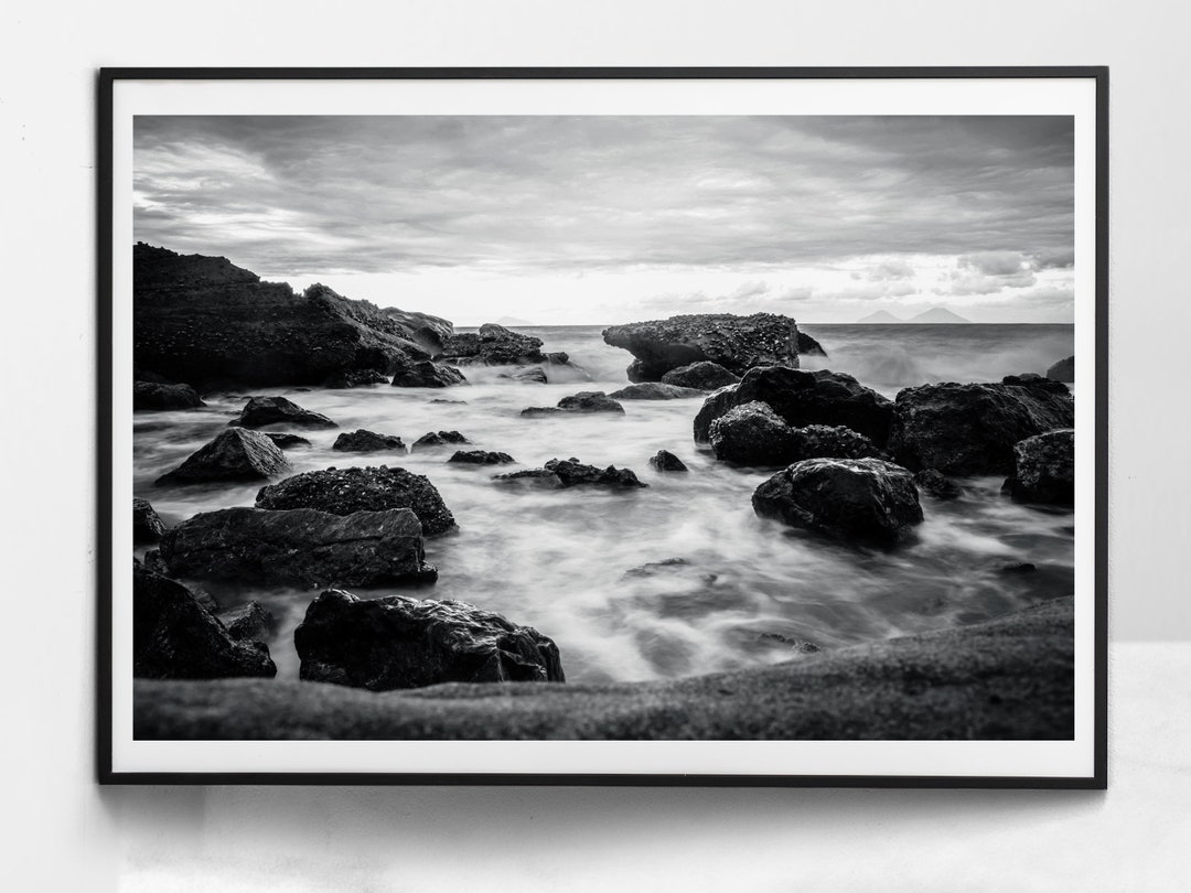 Black and White Beach Print Beach Wall Art Ocean Print Wall Art Ocean